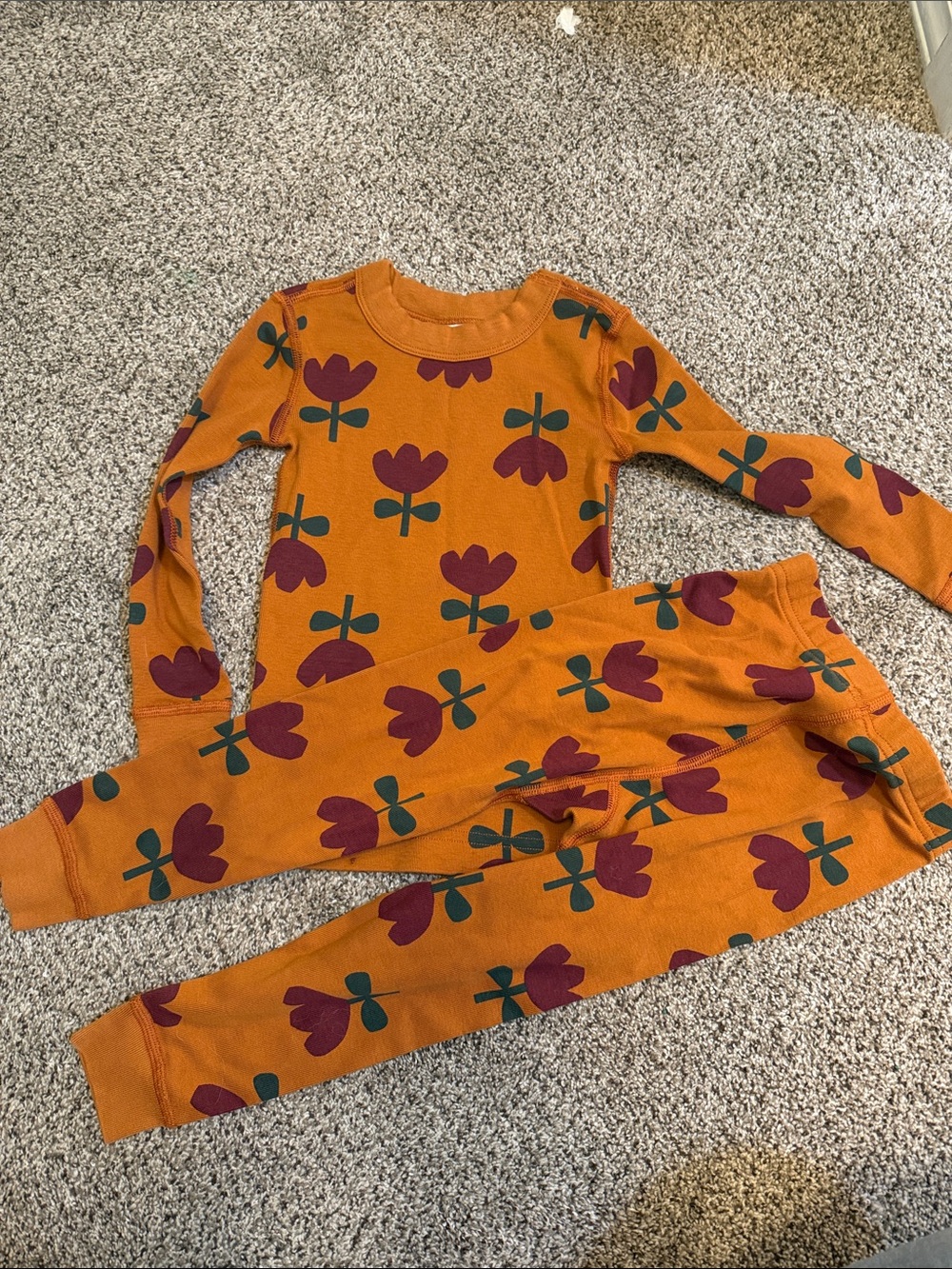 Hanna Andersson Orange Floral Long-Sleeve Pajama Set